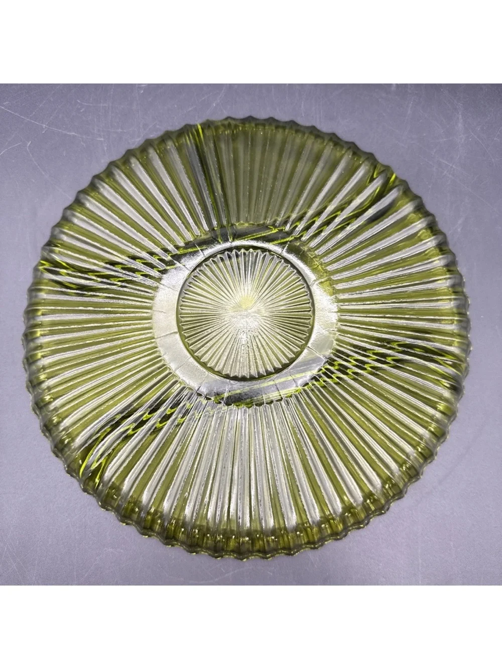 Indiana Glass Olive Green Divided Serving Plate